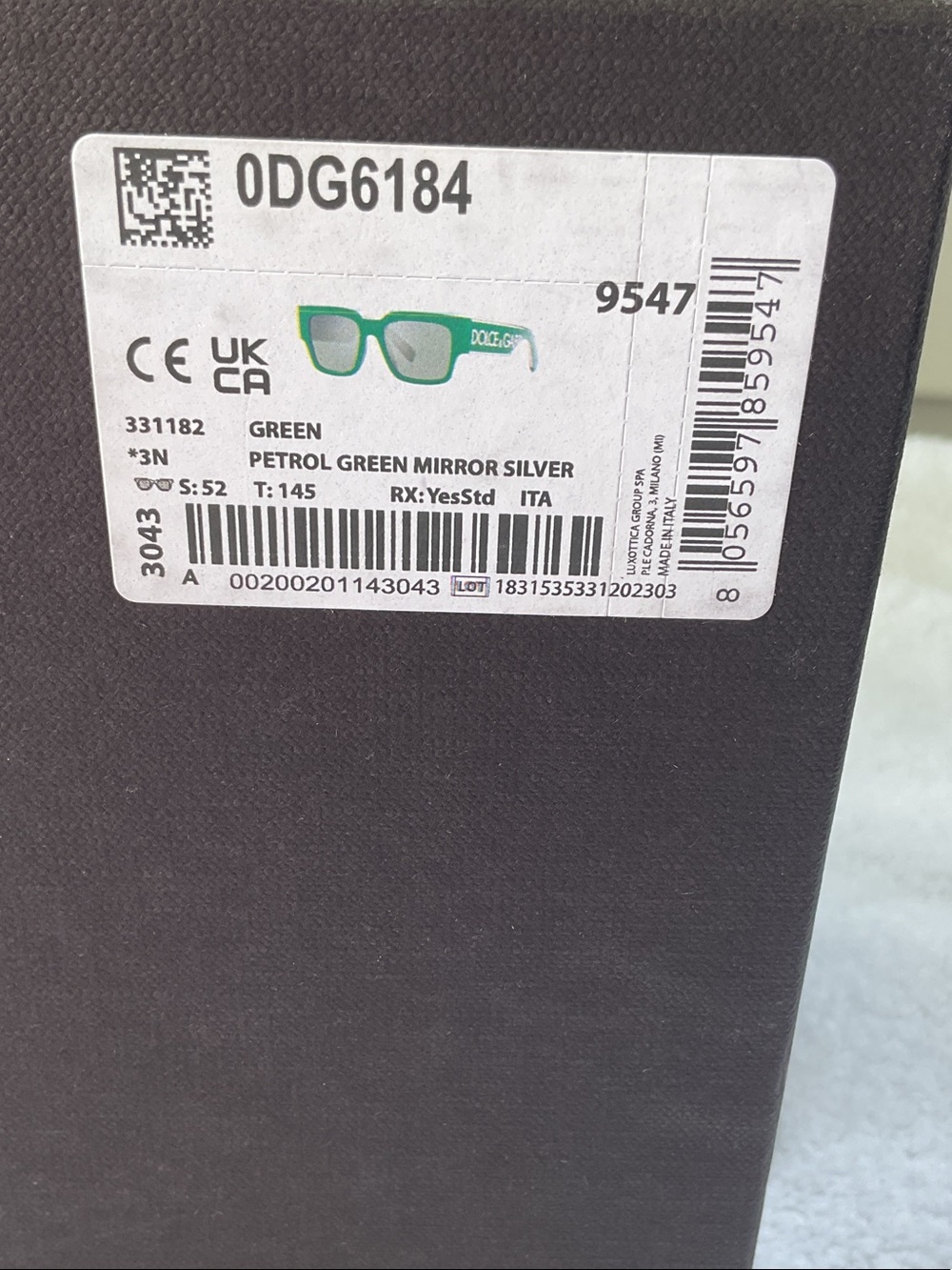 Dolce & Gabbana Turquoise Square Frame Sunglasses - Picture 2 of 7